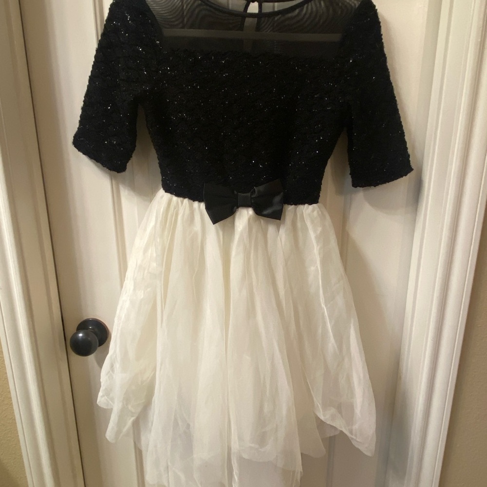 Lilt Black and White Fit and Flare Dress for Prom